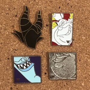 Disney Villain Pin Collection - Black, Blue, Red, Silver
